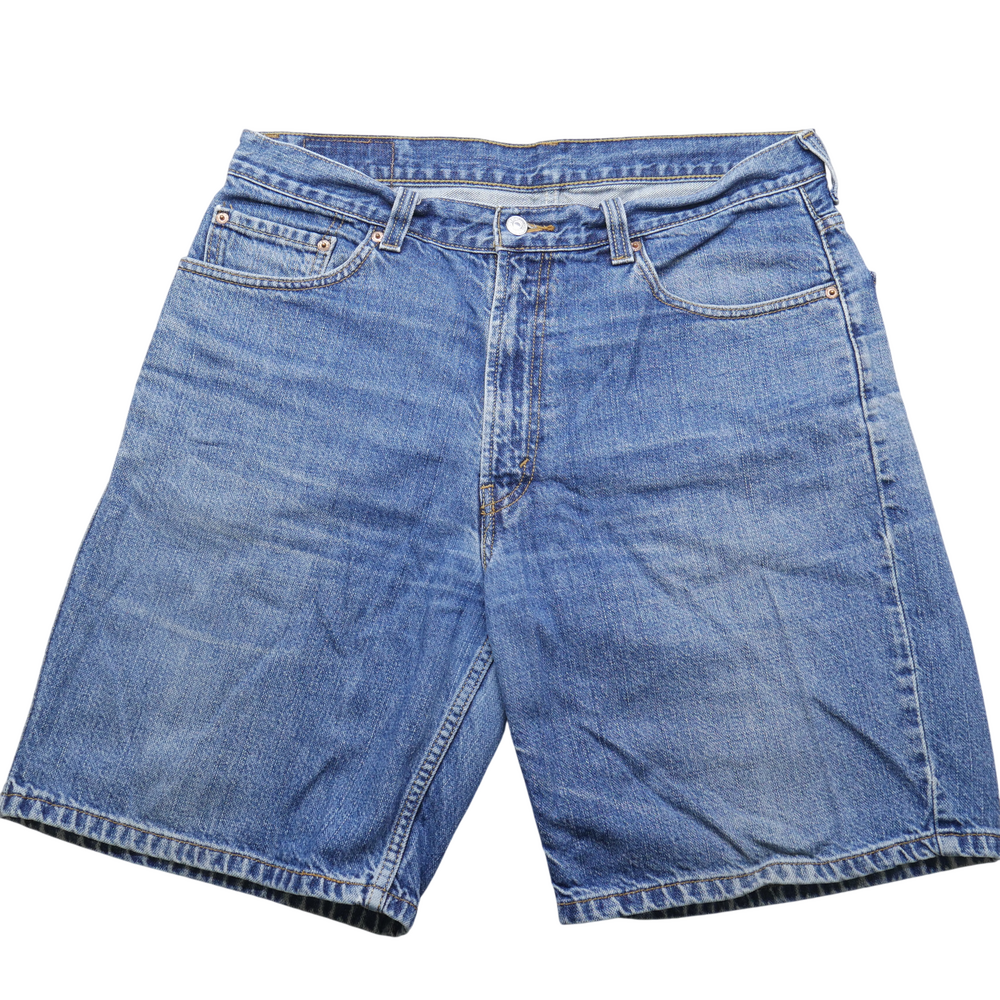 Vintage Levi's 550 Shorts Mens 36 Relaxed Fit Blue Denim Cutoff 90s Y2K